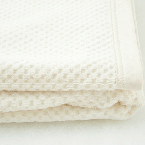 オーガニックコットン 薄手市松綿毛布 (140×200)