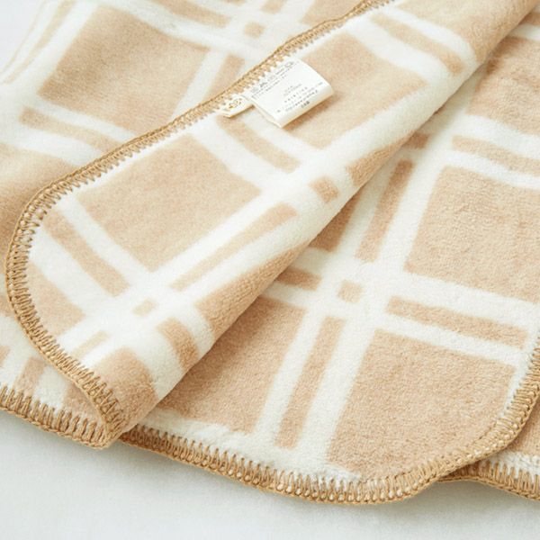 オーガニックコットン ブラウンチェック プチケット ナチュラルブラウン (70×100)