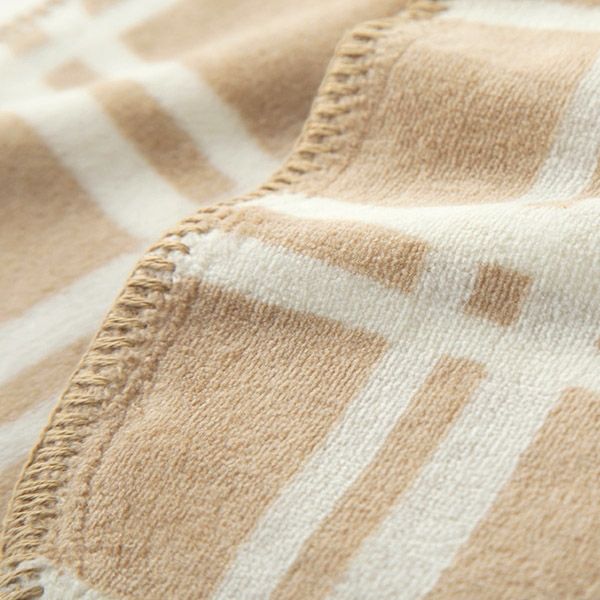 オーガニックコットン ブラウンチェック プチケット ナチュラルブラウン (70×100)