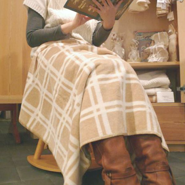 オーガニックコットン ブラウンチェック プチケット ナチュラルブラウン (70×100)