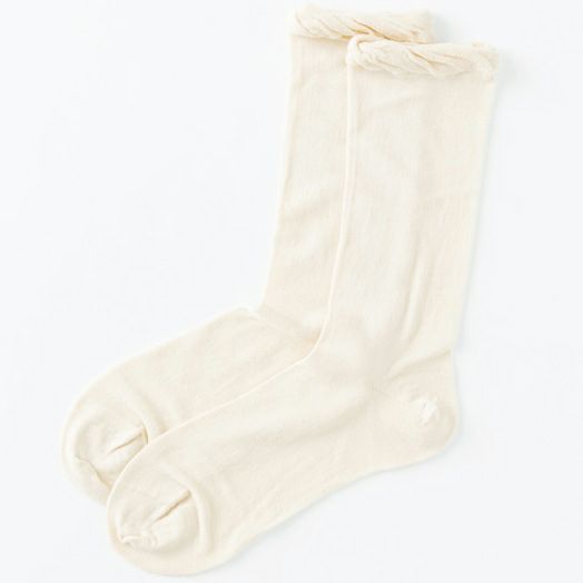 オーガニックコットン 薄手おやすみソックス ナチュラル 22-24cm