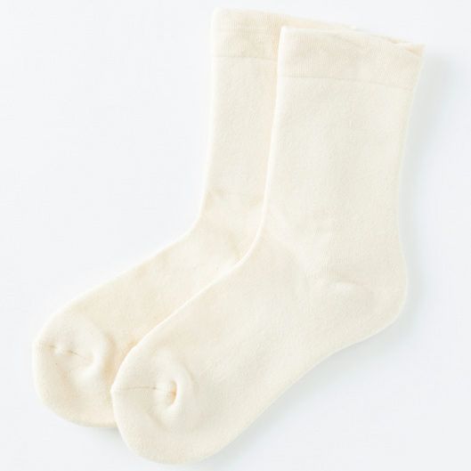 オーガニックコットン 厚手おやすみソックス ナチュラル 22-24cm