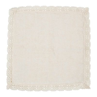 オーガニックコットン レース付ミニタオルハンカチ ナチュラル