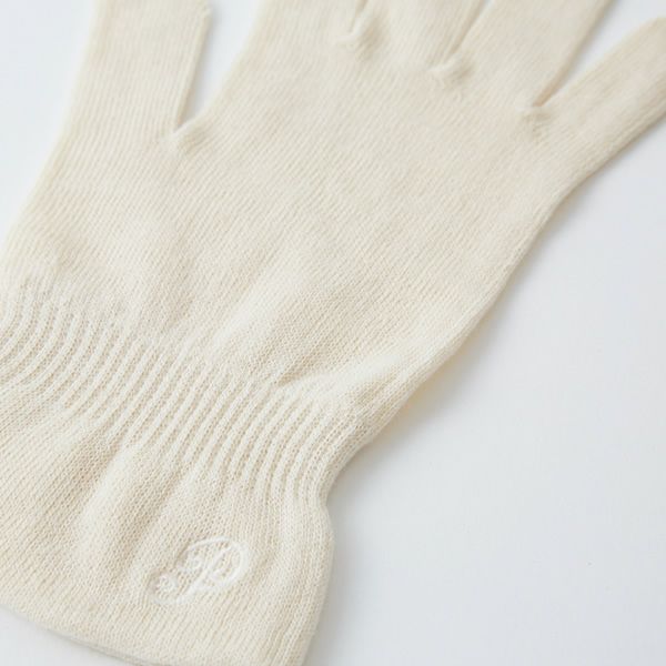 オーガニックコットン 刺繍付き保湿手袋