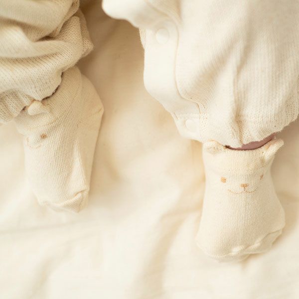 オーガニックコットン クマソックス ナチュラル 7-8cm