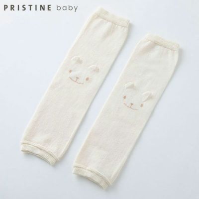 オーガニックコットン くまレッグウォーマー ナチュラル