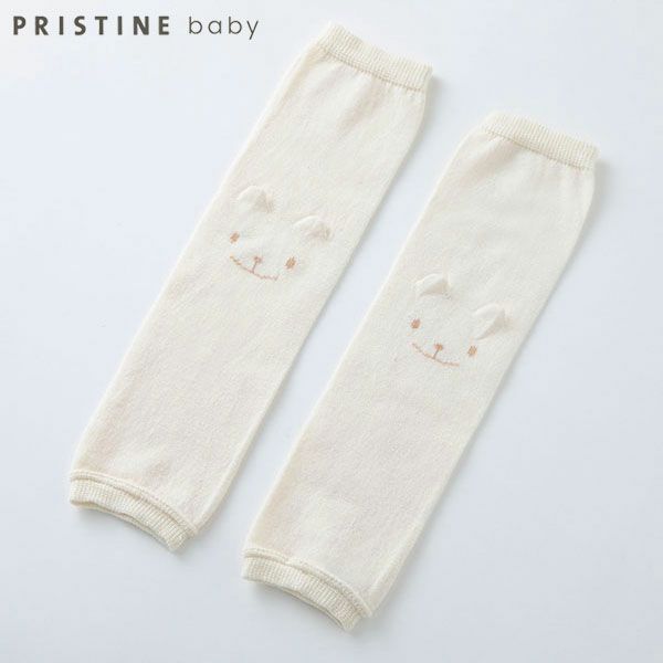 オーガニックコットン くまレッグウォーマー ナチュラル