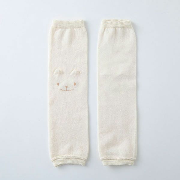 オーガニックコットン くまレッグウォーマー ナチュラル