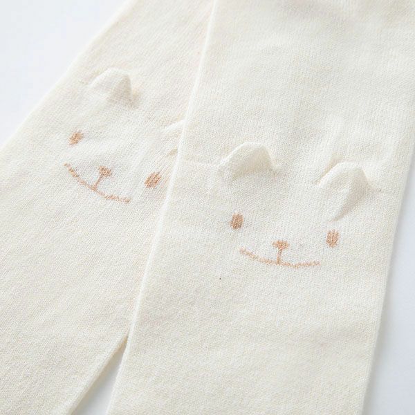 オーガニックコットン くまレッグウォーマー ナチュラル