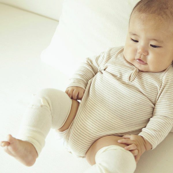 オーガニックコットン くまレッグウォーマー ナチュラル