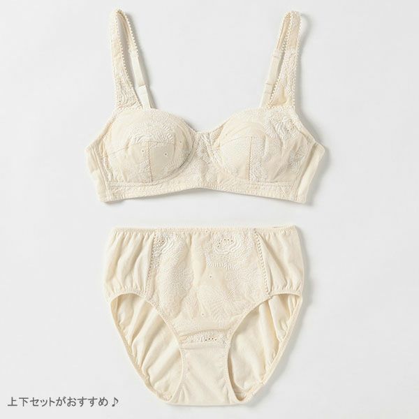 オーガニックコットン エンブロイダリーレースブラ