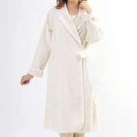 オーガニックコットン フラワーピコットパイルバスローブ  ナチュラル ML