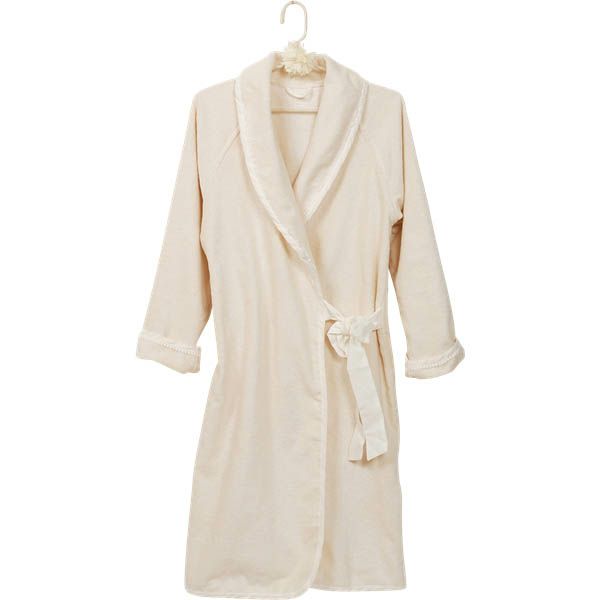 オーガニックコットン フラワーピコットパイルバスローブ  ナチュラル ML