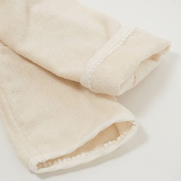 オーガニックコットン フラワーピコットパイルバスローブ  ナチュラル ML