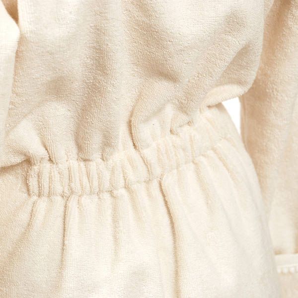 オーガニックコットン フラワーピコットパイルバスローブ  ナチュラル ML