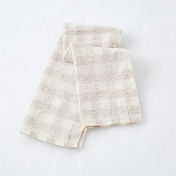 オーガニックコットン フローズンチェック フェイスタオル 34×80