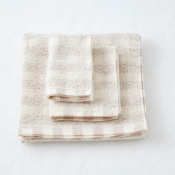 オーガニックコットン フローズンチェック　ウォッシュタオル 34×35