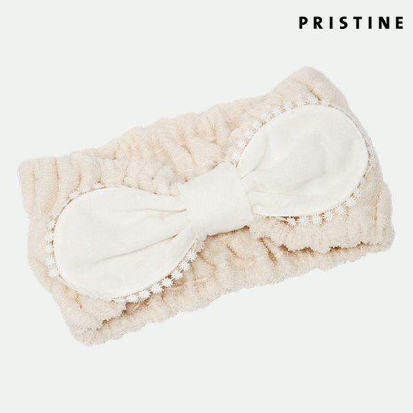 オーガニックコットン リボン付きヘアターバン ナチュラル