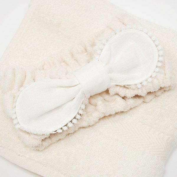 オーガニックコットン リボン付きヘアターバン ナチュラル