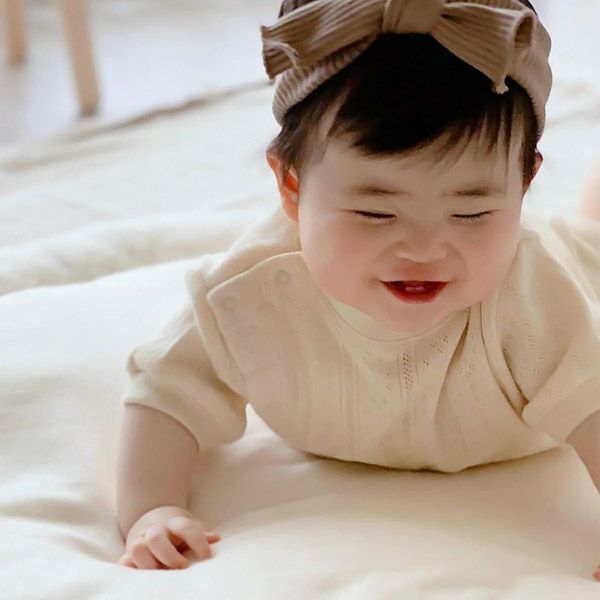 オーガニックコットン ベビー七分丈カバーオール