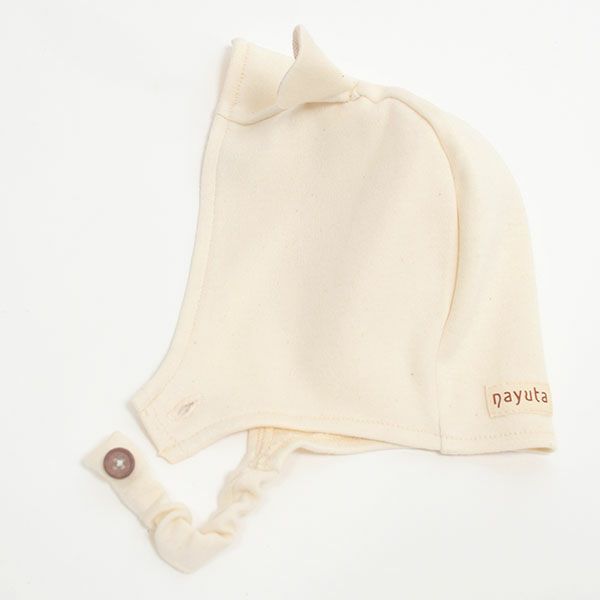 オーガニックコットン ベビー 耳付きキャップ アイボリー