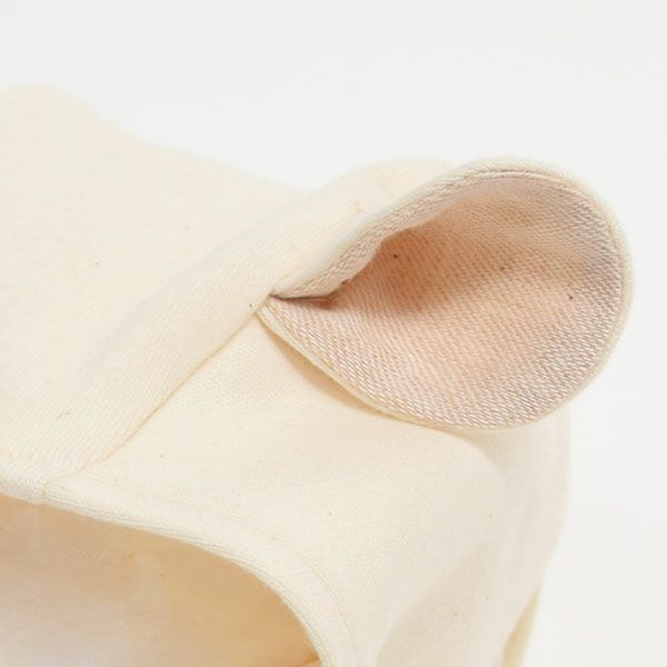 オーガニックコットン ベビー 耳付きキャップ アイボリー