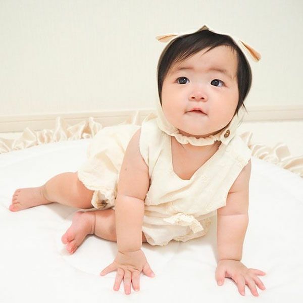 オーガニックコットン ベビー 耳付きキャップ アイボリー