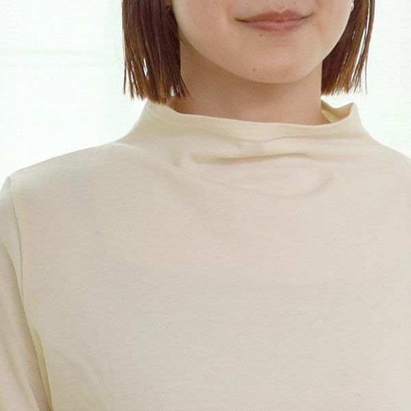 オーガニックコットン 長袖ボトルネックシャツ