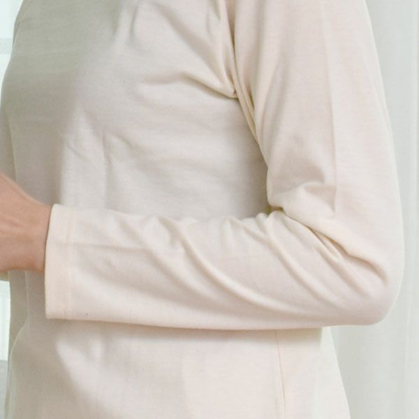 オーガニックコットン 長袖ボトルネックシャツ