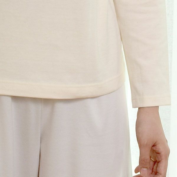 オーガニックコットン 長袖ボトルネックシャツ