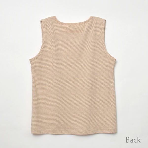 オーガニックコットン ボーダーノースリーブカットソー