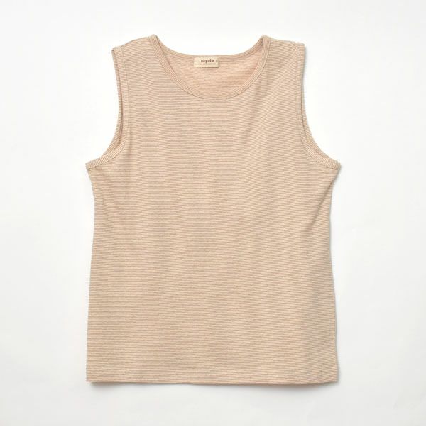 オーガニックコットン ボーダーノースリーブカットソー