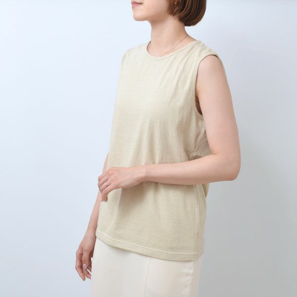 オーガニックコットン ボーダーノースリーブカットソー