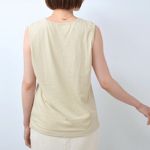 オーガニックコットン ボーダーノースリーブカットソー