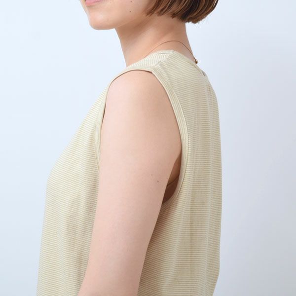 オーガニックコットン ボーダーノースリーブカットソー