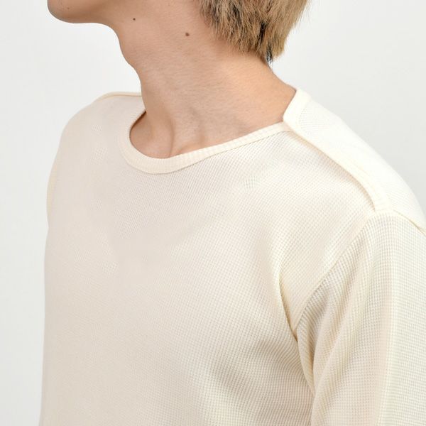 オーガニックコットン メンズワッフル長袖プルオーバー