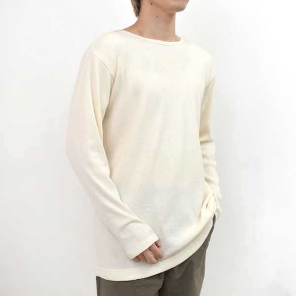 オーガニックコットン メンズワッフル長袖プルオーバー