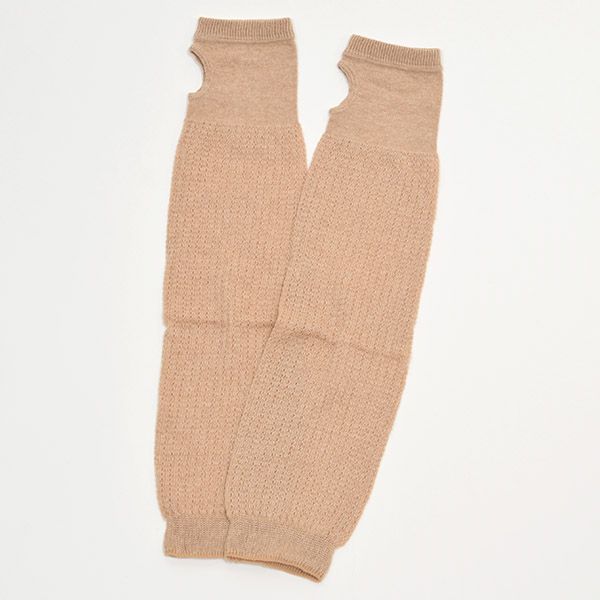 オーガニックコットン UVカット指なしレース編みドライビング手袋 ブラウン