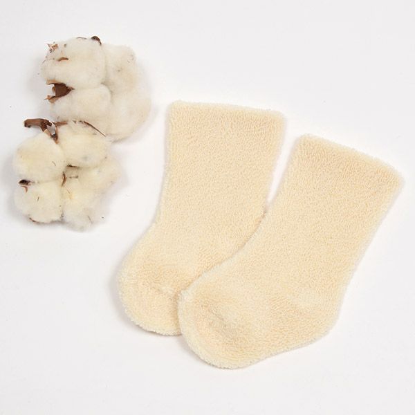 オーガニックコットン ベビーパイルソックス 生成 7-8cm