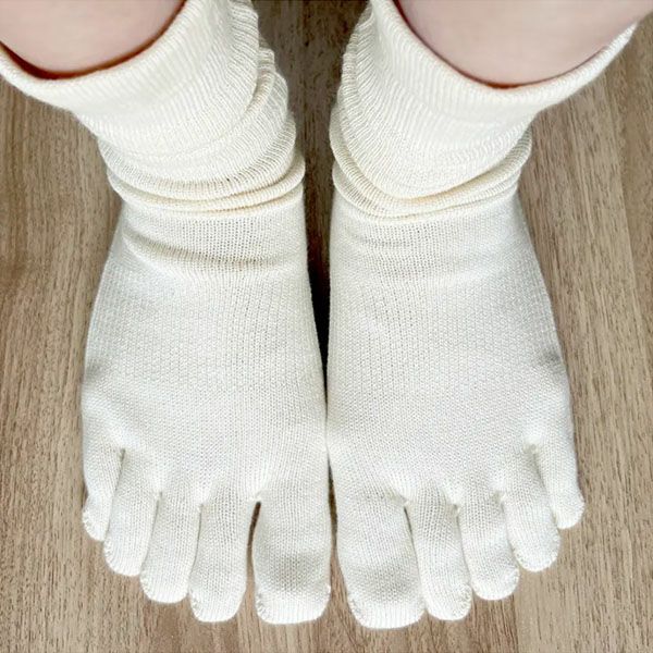 オーガニックコットン 裏糸なし5本指薄手ソックス