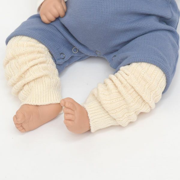 最愛 オーガニックコットン 0-4歳 生成 ベビーレッグウォーマー レッグウェア