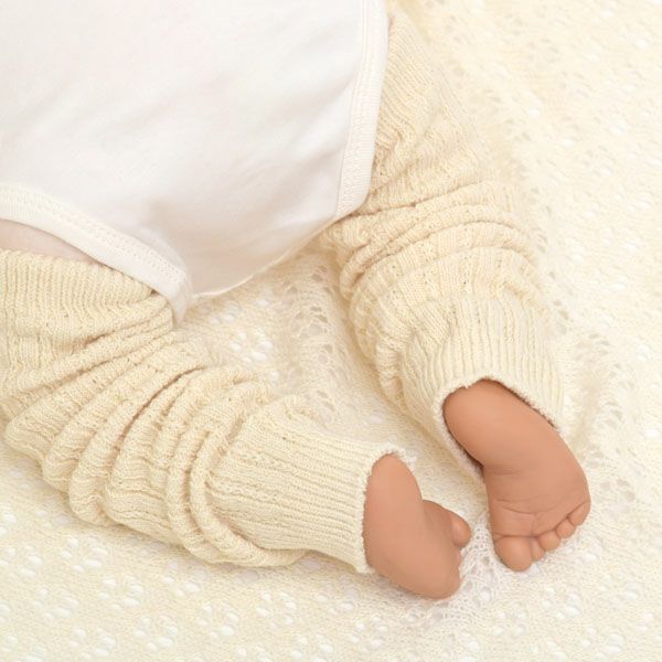 オーガニックコットン ベビーレッグウォーマー 生成 0-4歳