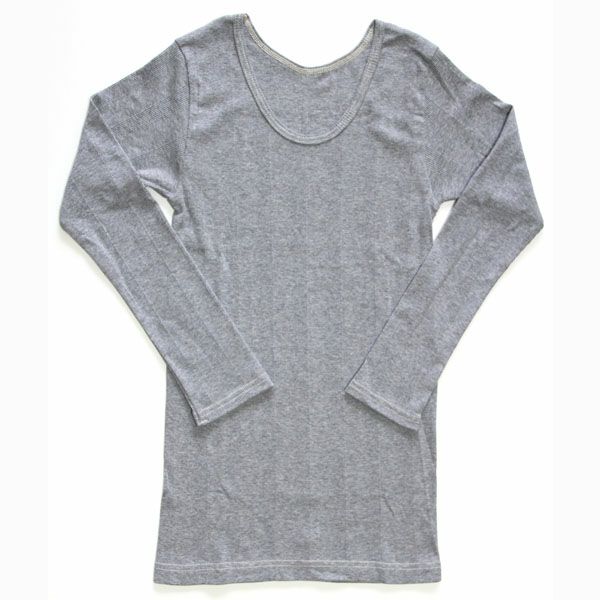 オーガニックコットン リブフライス8分袖シャツ