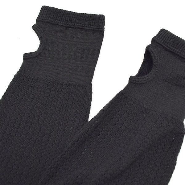 オーガニックコットン UVカット指なしレース編ドライビング手袋 黒