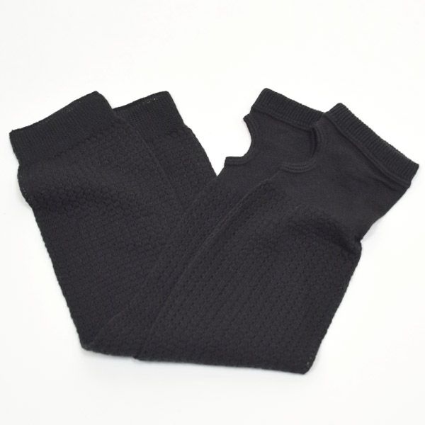 オーガニックコットン UVカット指なしレース編ドライビング手袋 黒