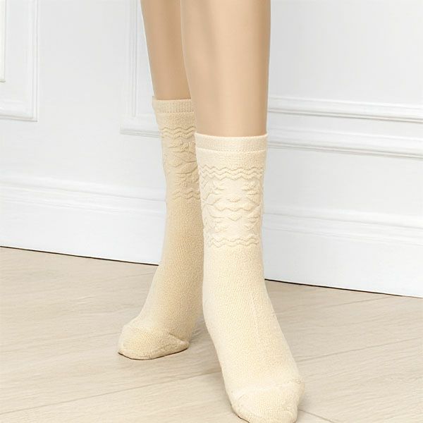 オーガニックコットン 雪柄パイルソックス(22-24cm)