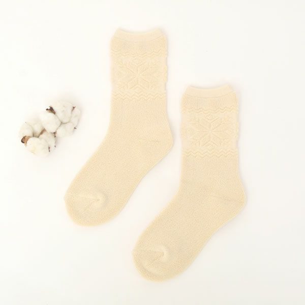 オーガニックコットン 雪柄パイルソックス(22-24cm)