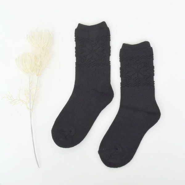 オーガニックコットン 雪柄パイルソックス(22-24cm)