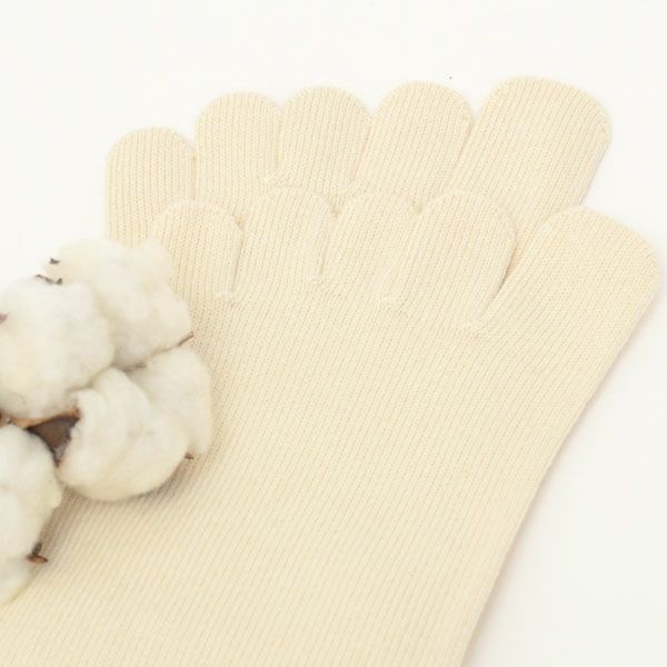 オーガニックコットン 5本指ゴムなし厚手ソックス