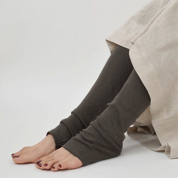 オーガニックコットン ロングレギンス ナチュラルブラック M-L